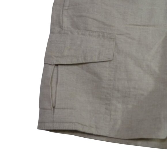 G.H. Bass Linen Blend Cargo Shorts Women Size S Tan Pull-on Elastic Waist FLAW - Picture 3 of 11